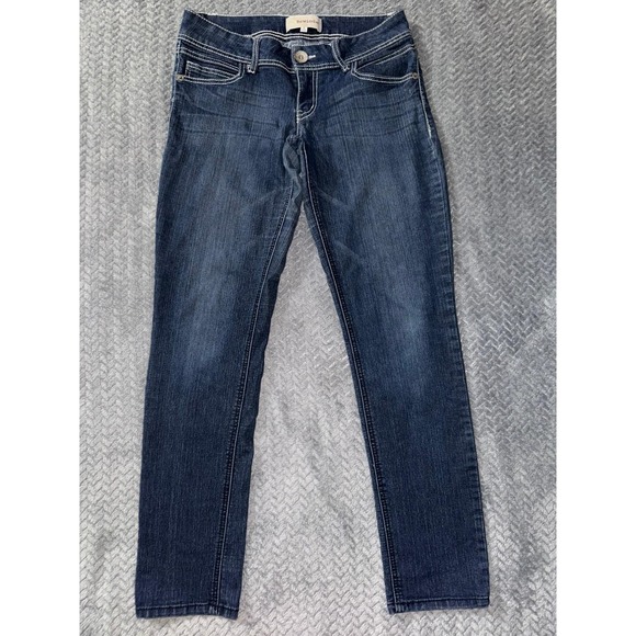 Rewind Dark Wash Denim Jeans White Stitch Detail Low Rise Women's Size 9‎ - Picture 1 of 10